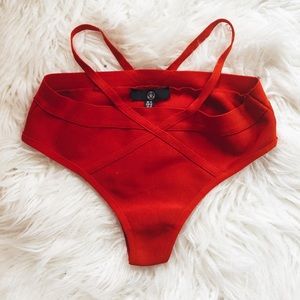 red bathing suit bottoms